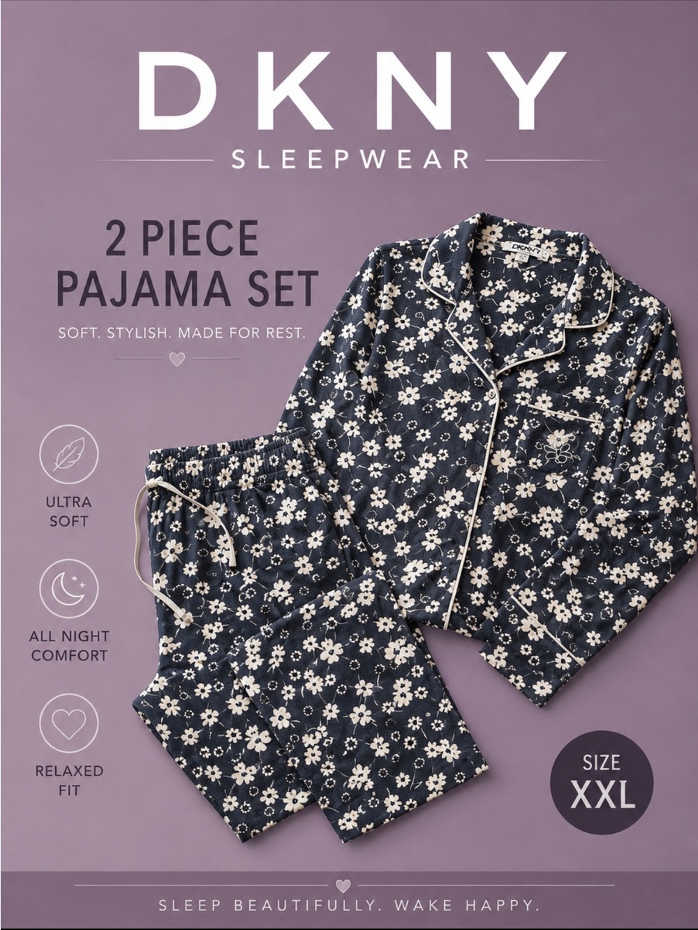 Floral Black and White Pajama Set